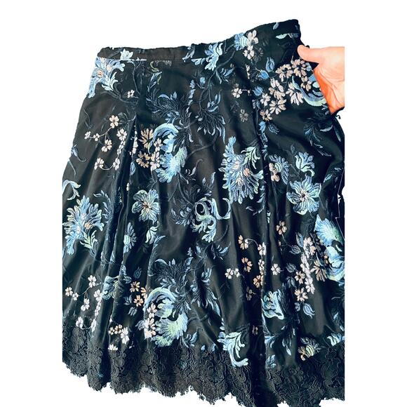 Sachin & Babi Embroidered Dark Floral Lace A-Line Skirt 10 whimsigoth romantic - Picture 3 of 9